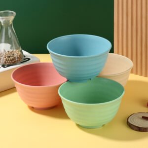 Custom Japanese Rock Pattern Bowl Set Modern Wheat Straw Salad Bowl