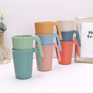 Acceptable Customized Logo Wheat Straw Cup Simple Vertical Pattern Drinking Cup