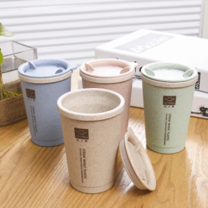 Eco Friendly Custom Portable Reusable Coffee Cup Travel Wheat Straw Mugs