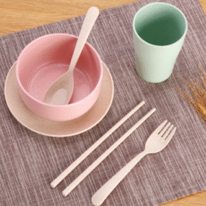 Unbreakable Microwave&Dishwasher Safe Tableware Set Reusable Wheat Straw Dinner Plates & Bowls Feature