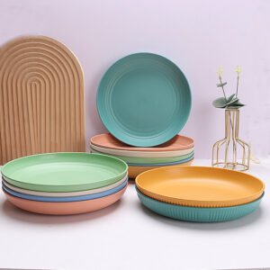 Vertical Dinner Plate Salad Bowl round Cereal Mug with Wheat Straw Durable Dinnerware Set