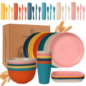Wholesale Wheat Straw Plastic China Dinner Sets Dinner Dinnerware Plates Plate and Bowl Set