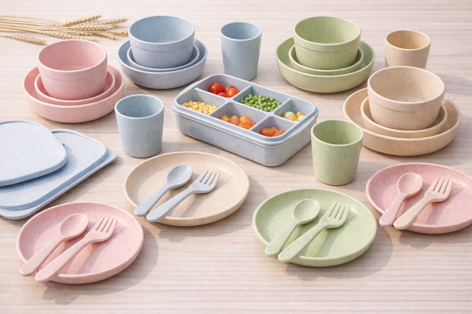 Wheat Straw Dinnerware Set by Naike Group