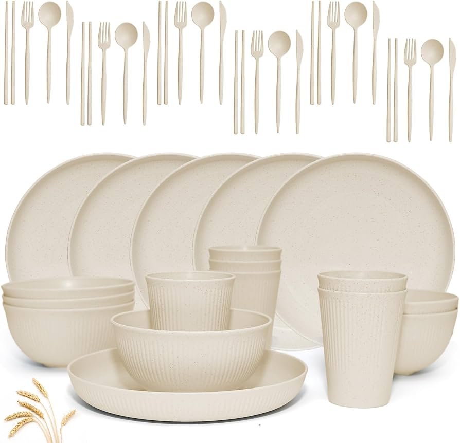 Custom wheat straw dinnerware set with logo OEM ODM service