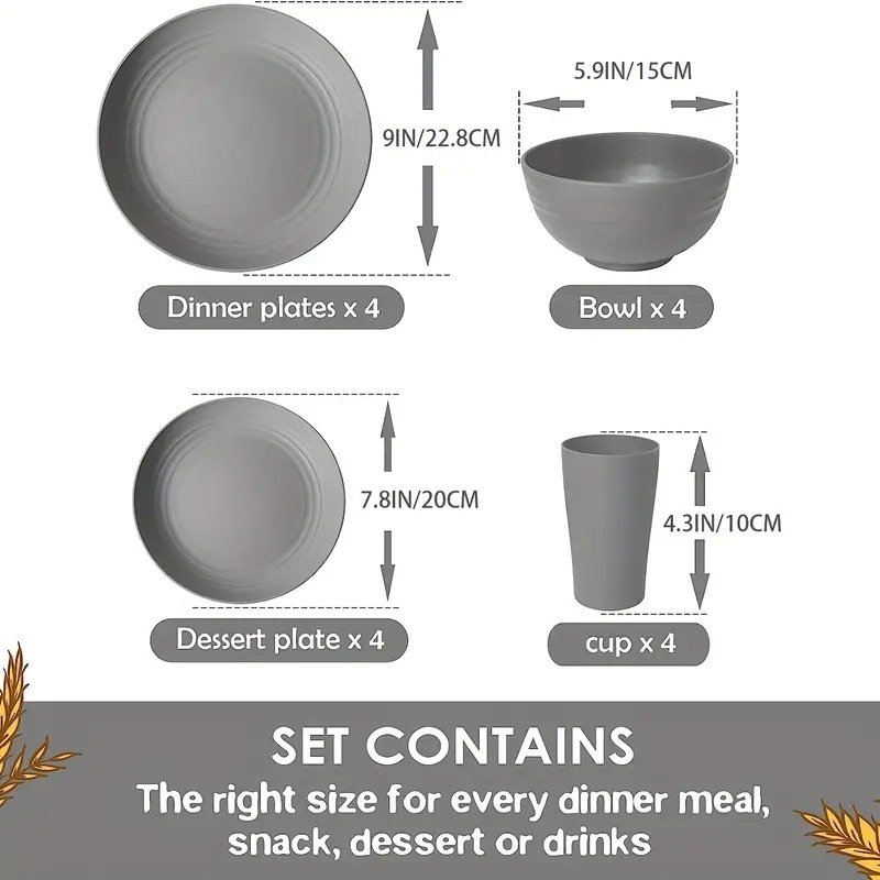wheat straw dinnerware set
