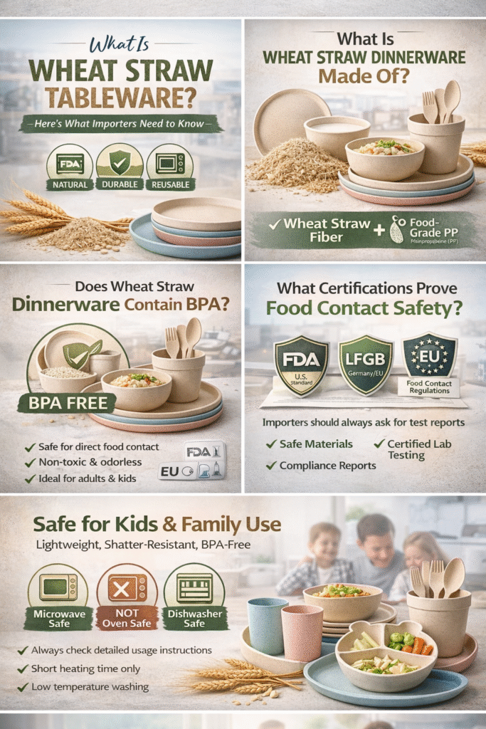 Certification-style visual showing FDA, LFGB, and EU compliance icons (no fake certificates)