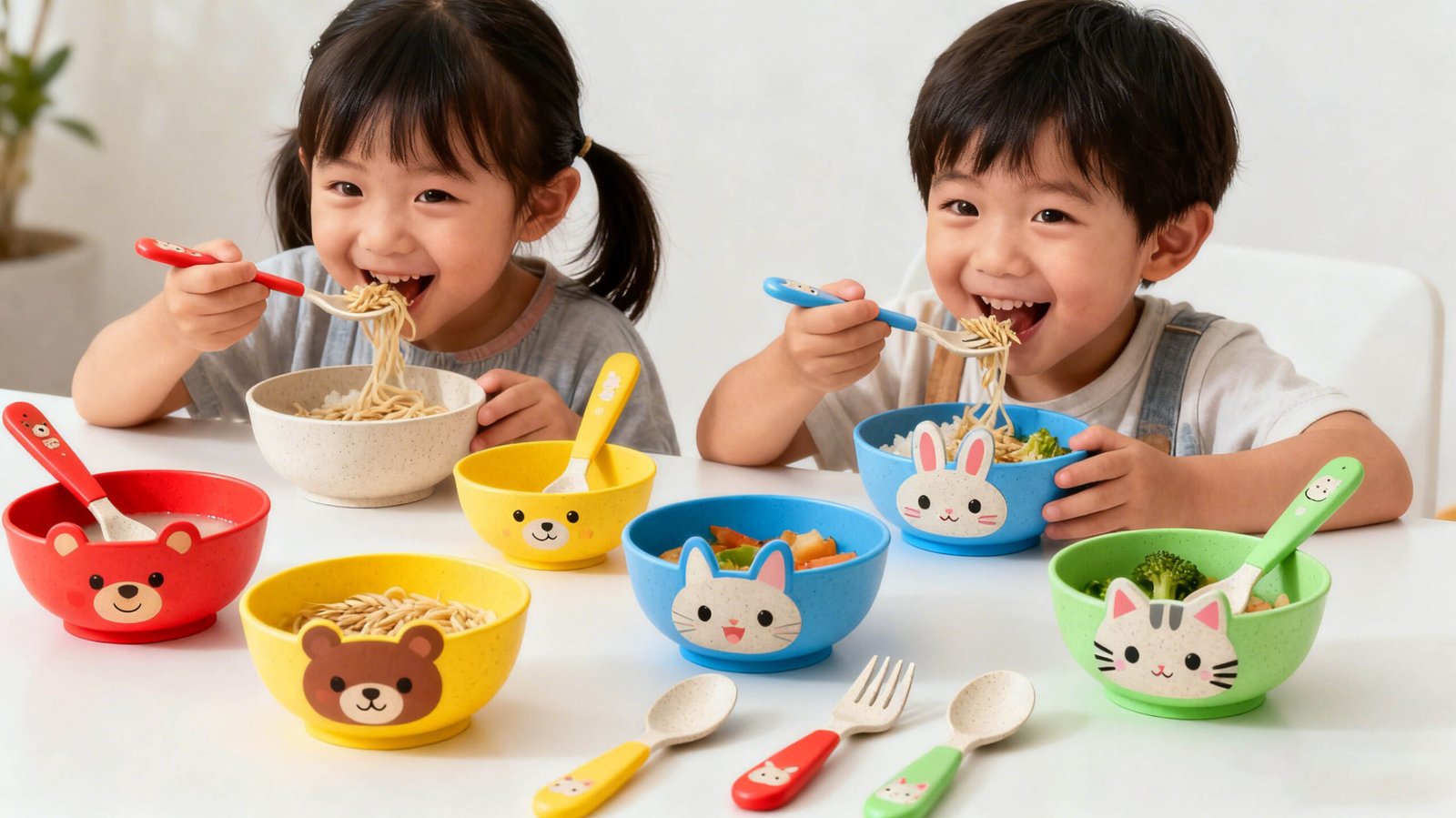 Wheat straw children's tableware set
