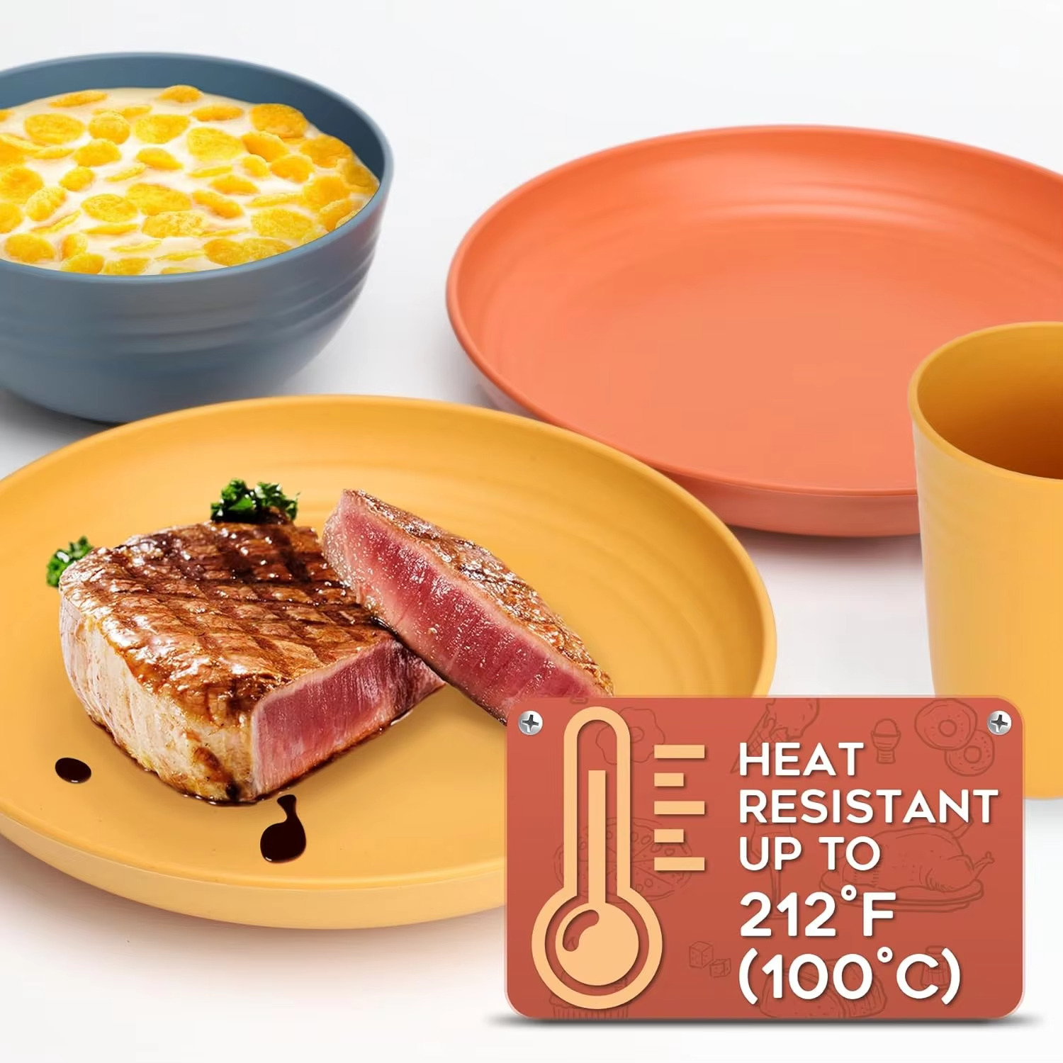 Bulk 24Pcs Wheat Straw Dinnerware Set for Wholesale